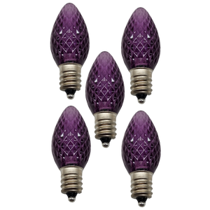 C7 Faceted LED Bulb - 5 Piece - Purple