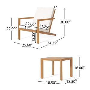 3 Piece Outdoor Chat Set With Table And 2 Adirondack Chairs - White / Brown Patina