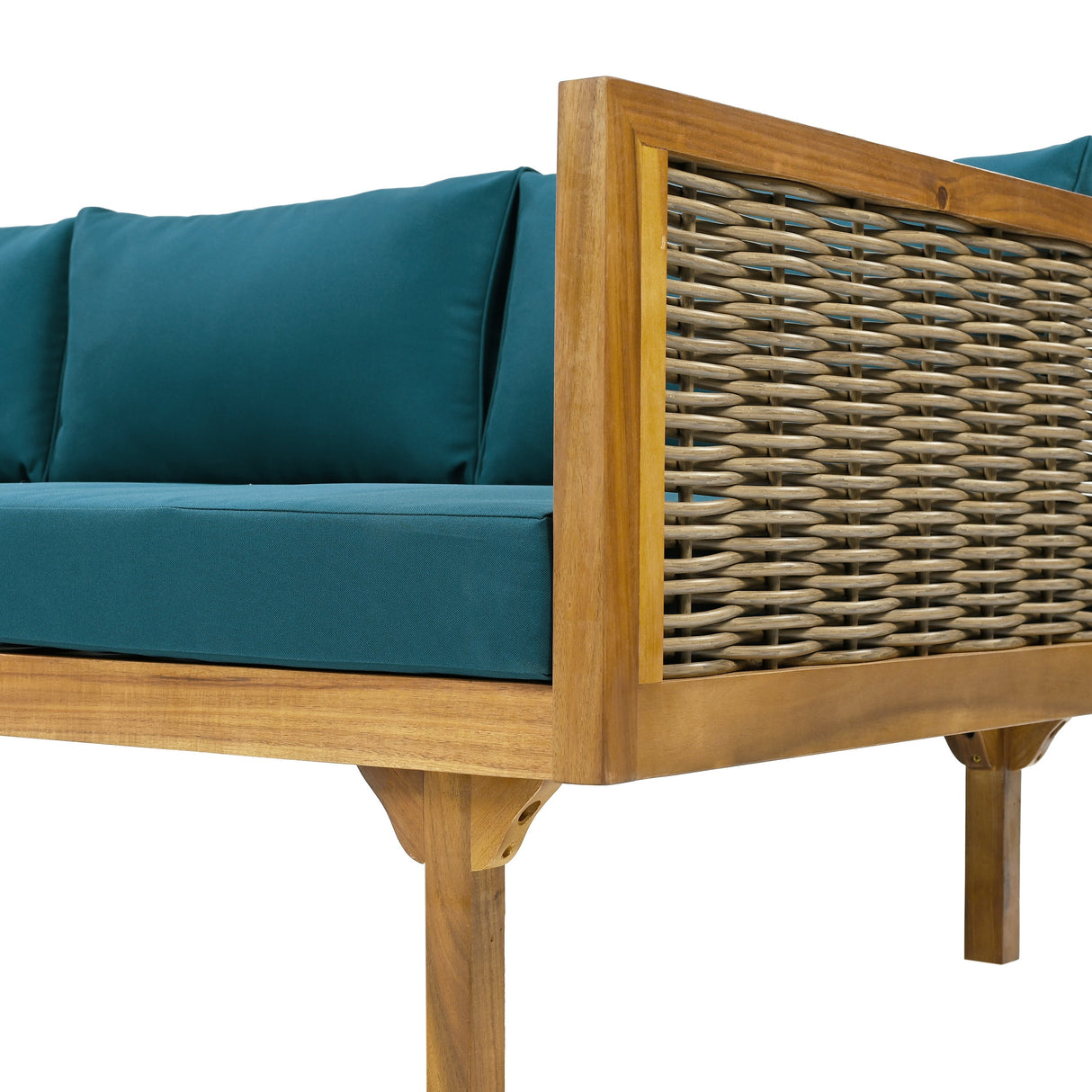 Claremont 3 Seater Daybed with Rattan Arms and Acacia Wood Frame