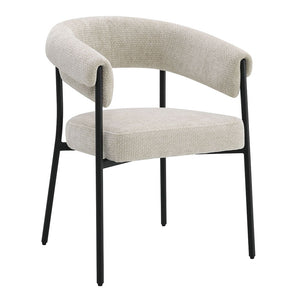 Jirina - Chenille Arm Chair (Set of 2) - Beige & Black