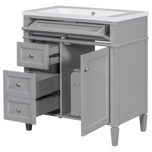 Bathroom Vanity With Top Sink, 2 Drawers And Tip Out Drawer, Rectangular Design