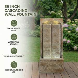 39 Inch Outdoor Water Fountain with Pump