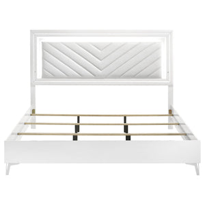 Cassia Eastern King LED Panel Bed White High Gloss