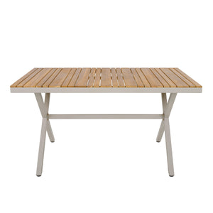 Teak Wood Top Outdoor Table with Steel Frame