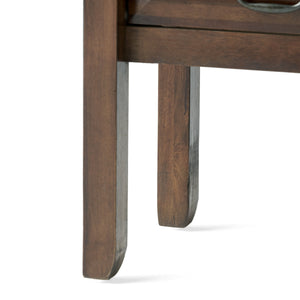 End Table in Brown Acacia Wood with Drawers