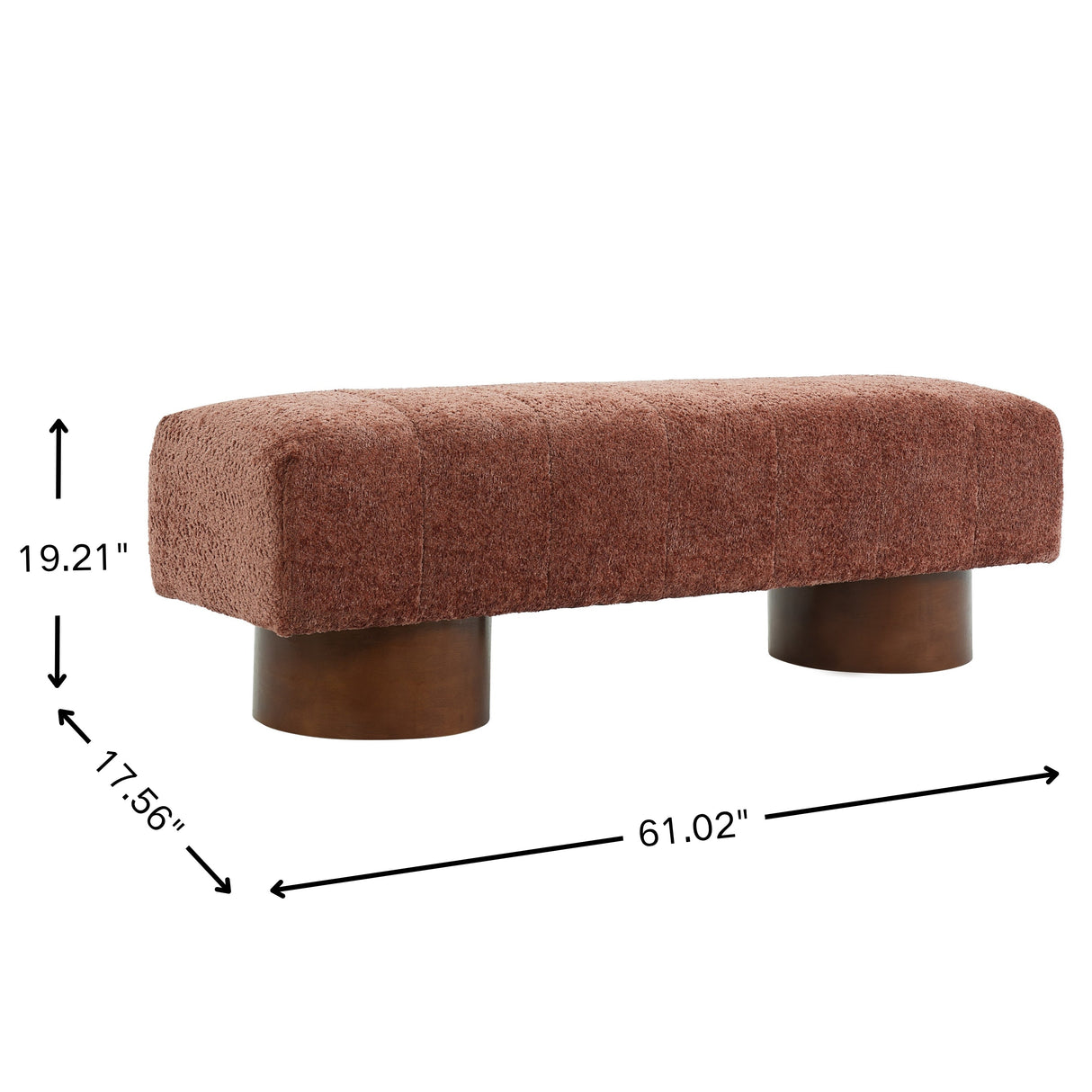 Rust Red Boucle Indoor Dining Bench