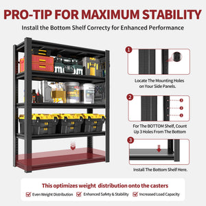 78"H 5-Tier Adjustable Heavy-Duty Storage Shelving Unit