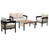 Multi-Person Outdoor Iron Sofa Set with Rattan Decoration