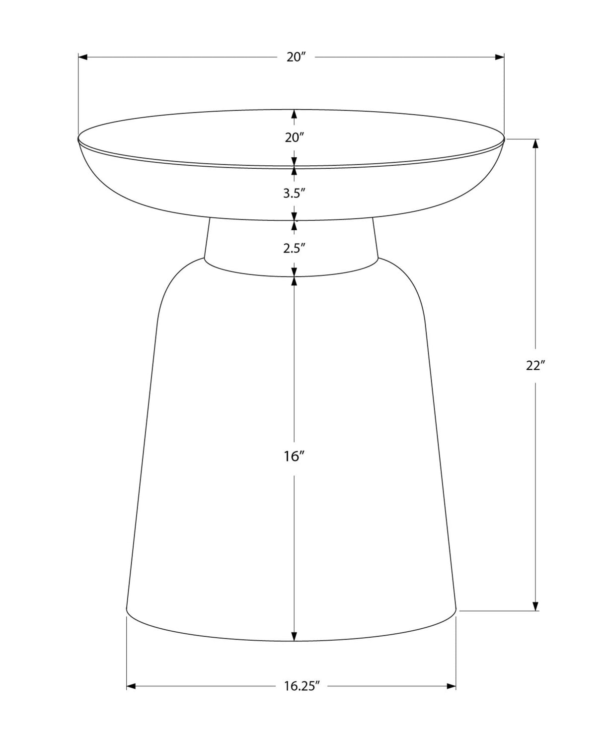 Arcanite End Table with Bell Shaped Base and Hammered Texture