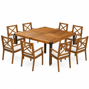 9-Piece Acacia Wood Outdoor Patio Dining Set
