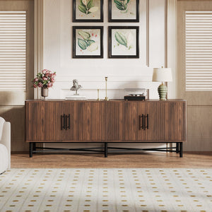 4 Door TV Cabinet, 2 Storage Spaces, Adjustable Shelves