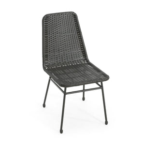 Outdoor Dining Chairs (Set of 2) with Rattan Backrest and Cushions