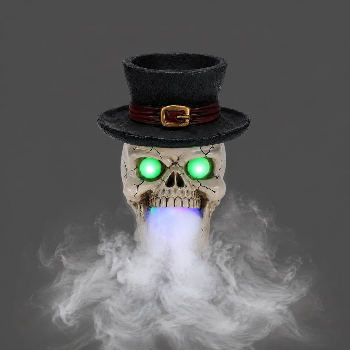 LED Light-Up Skull with Top Hat & Mist Maker