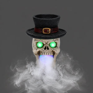 LED Light-Up Skull with Top Hat & Mist Maker