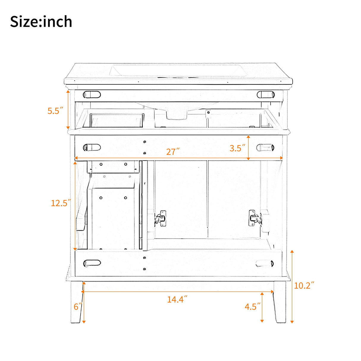 Modern Bathroom Vanity With Sink, Storage Cabinet, Soft Close Doors, Deep & Standard Drawers