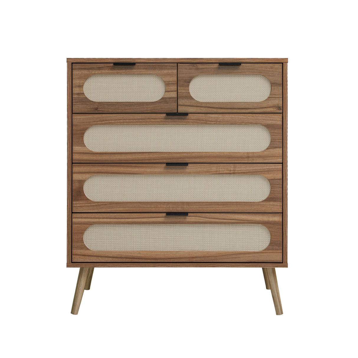 Modern 5-Drawer Accent Storage Cabinet – Walnut MDF