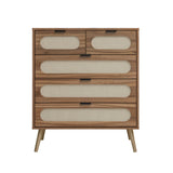 Modern 5-Drawer Accent Storage Cabinet – Walnut MDF