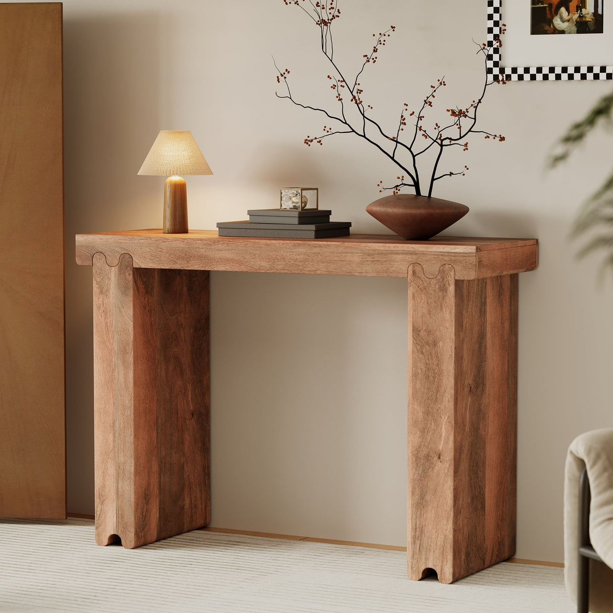 TREXM Console Table in Honey Finish