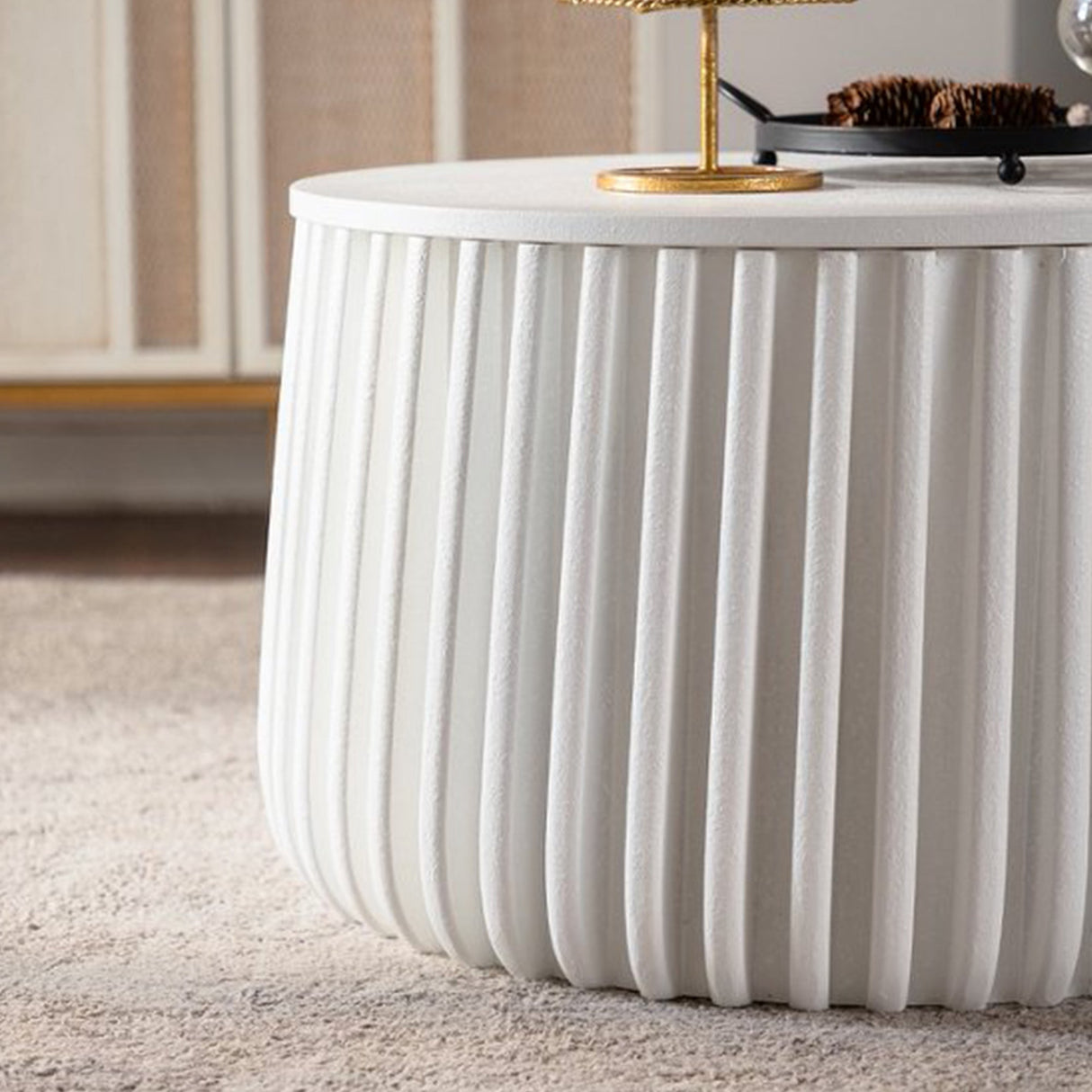 White Round Storage Table Set with Lift-Off Lid