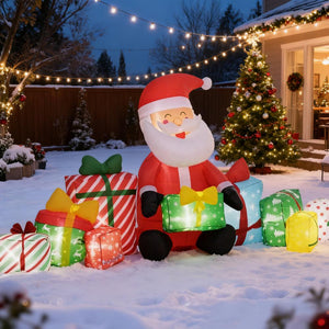 Inflatable Santa Claus And Gift Boxes Outdoor Display