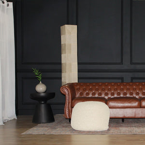 Semi Rounded Pouf Cable Knitted Perfect Seating