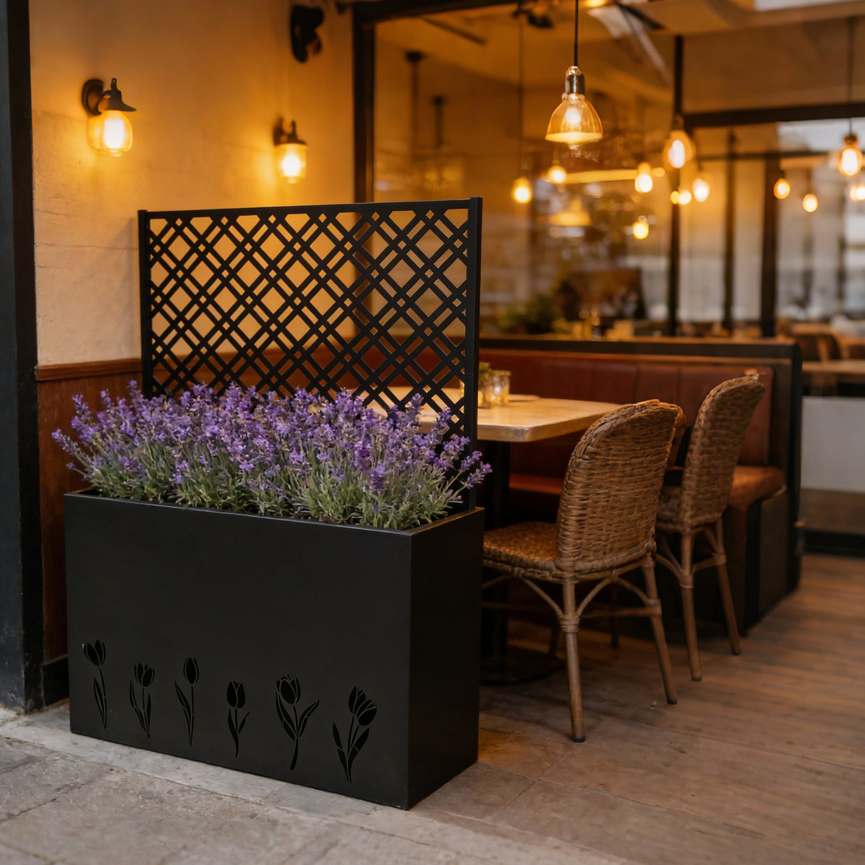 Tall Metal Planter with Trellis