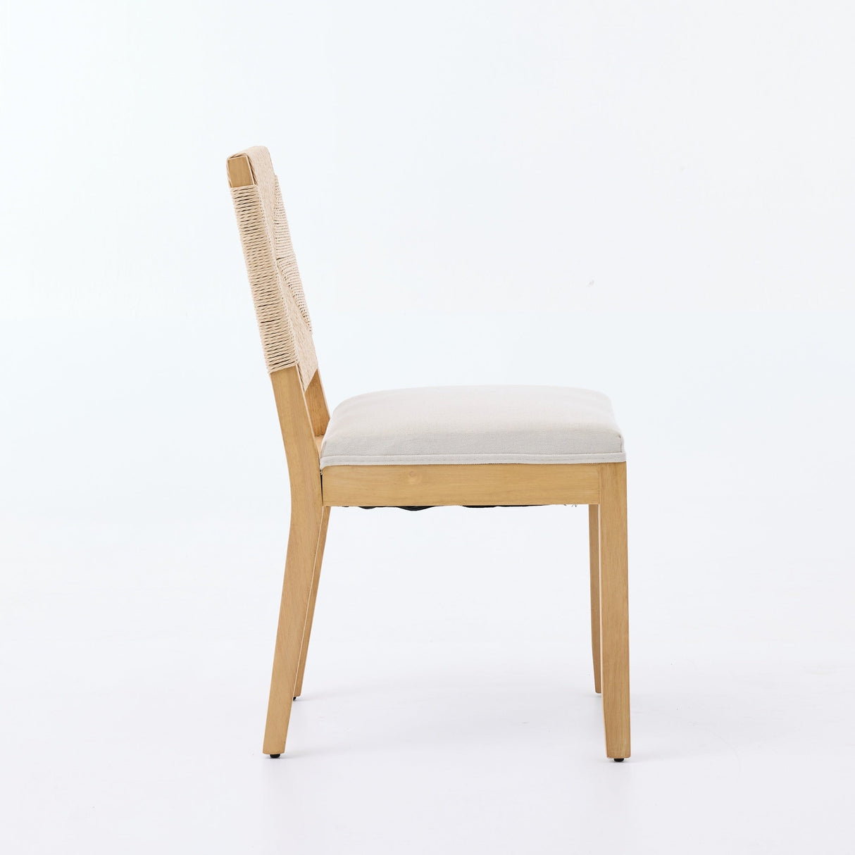 Mid-Century Modern Rope Rattan Dining Chairs Set of 2