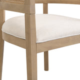 Barrel Dining Chair with Rattan Back, Set of 2