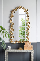 Full Length Arched Wall Mirror With Gold Leaf Accents
