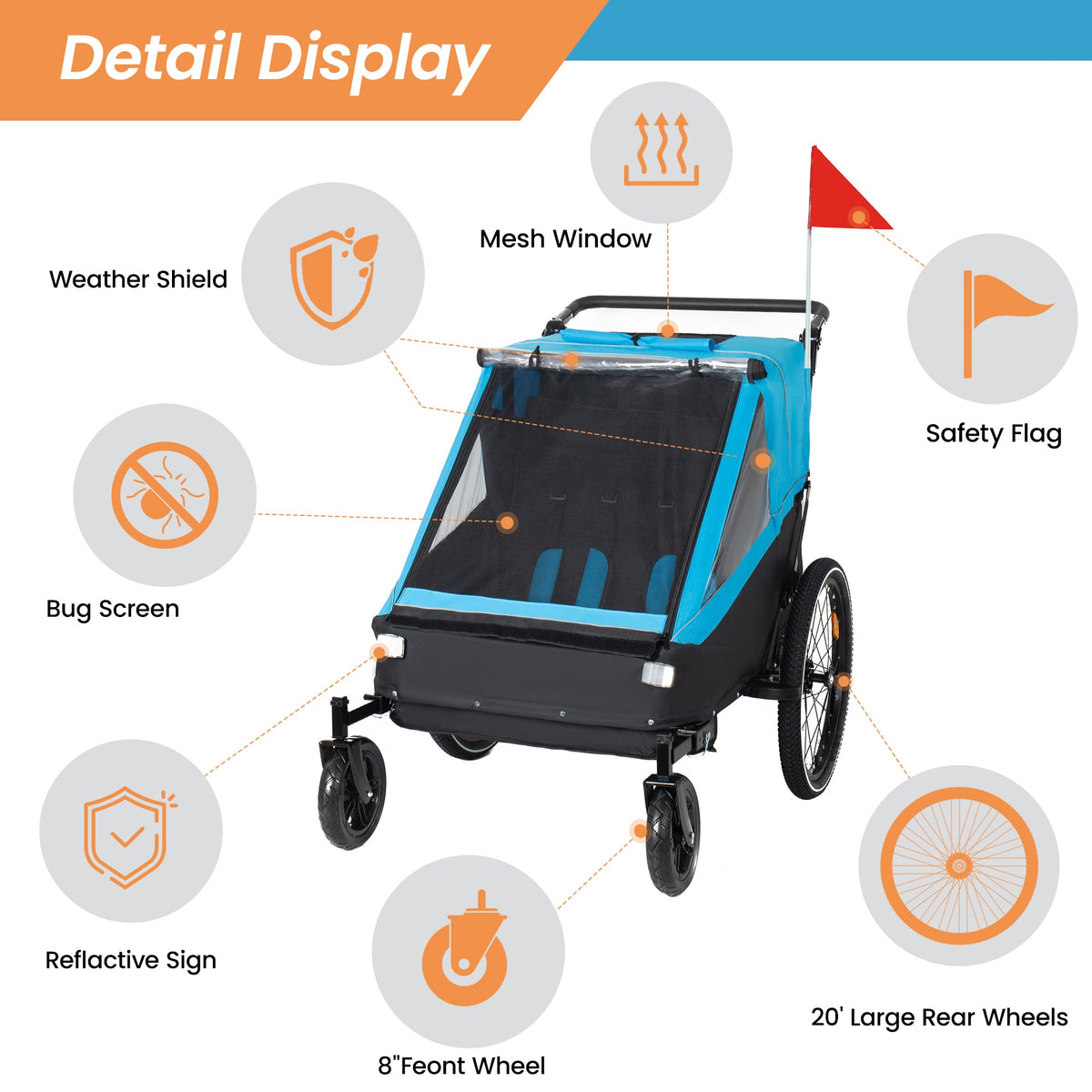 2 In 1 Kids Bike Trailer And Stroller