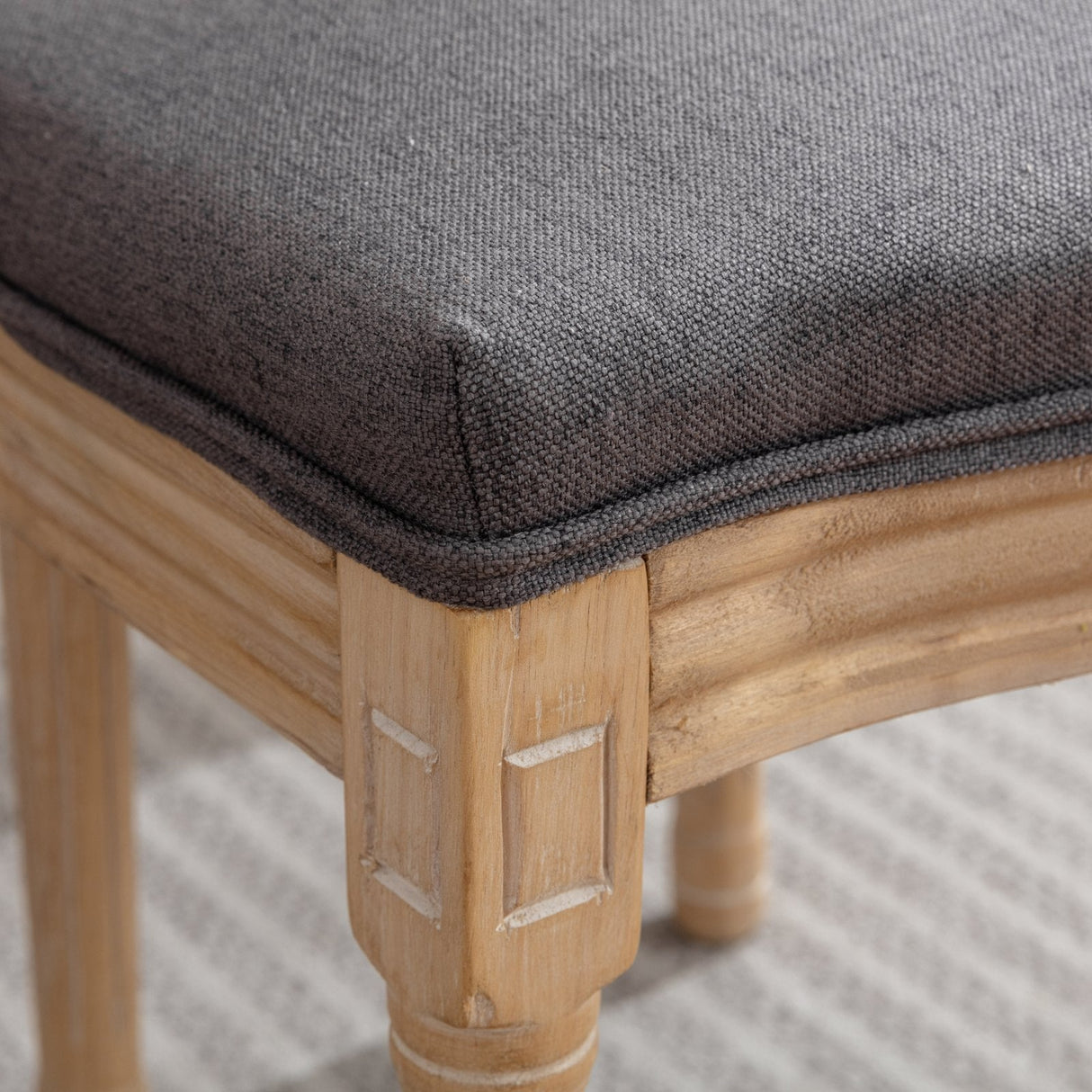 A&A Furniture French Style Solid Wood Frame Dining Chair Set of 2 - Gray