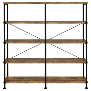 Analiese 63-inch 4-shelf Double Bookshelf Rustic Nutmeg
