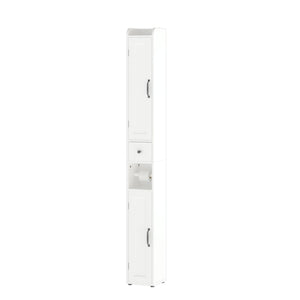 Slim Tall Bathroom Storage Cabinet With Adjustable Shelves, 2 Doors Freestanding Cabinet - White