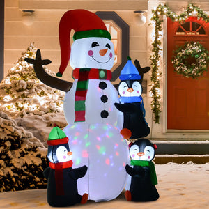 HOMCOM 6' Christmas Inflatable Snowman with Penguins
