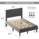 Full Bed Frame with Linen Storage Headboard