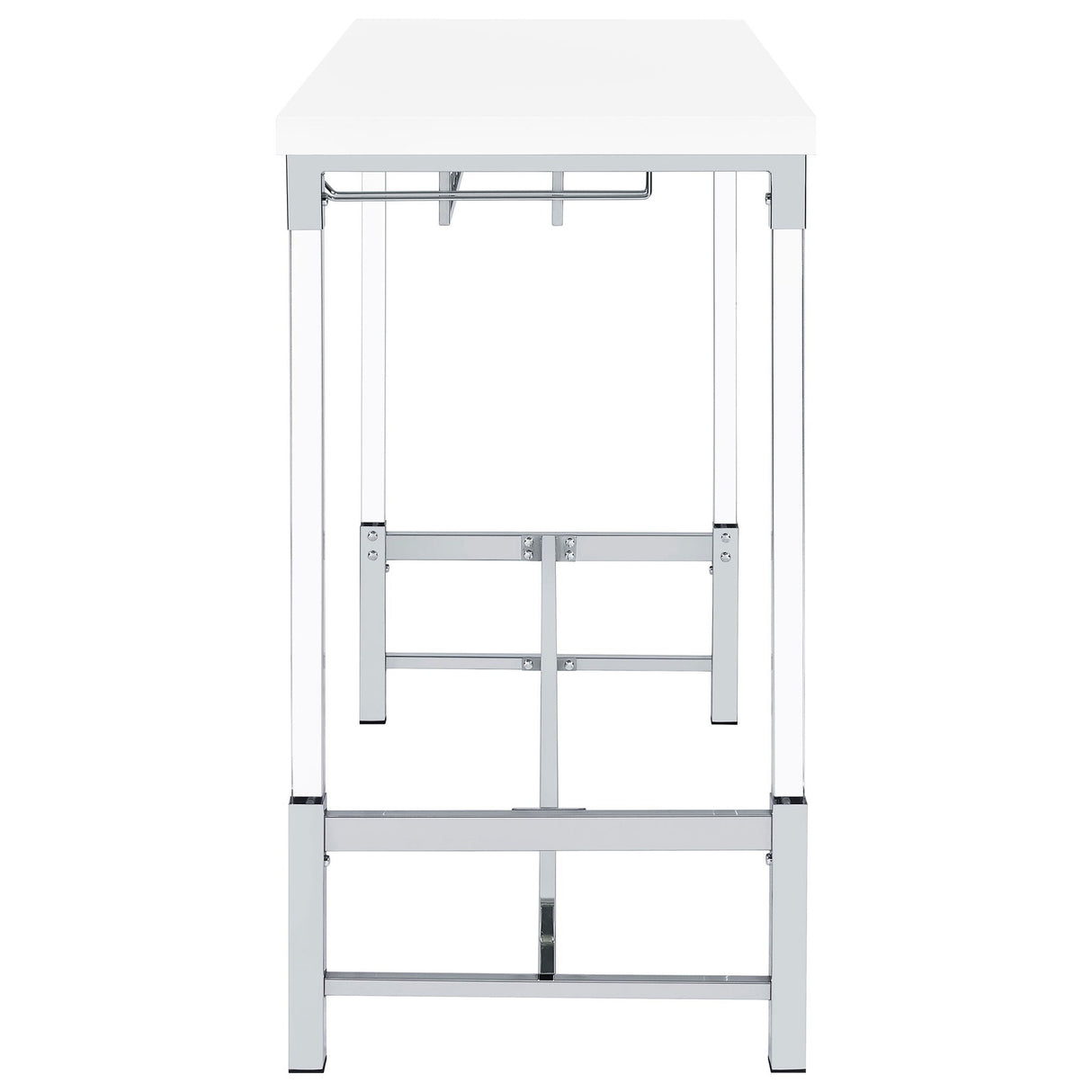 Tonneson - Bar Table With Trestle Base And Wine Storage - White