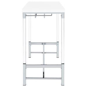 Tonneson - Bar Table With Trestle Base And Wine Storage - White