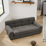 Modern Dark Gray Pet Sofa with Backrest and Armrests