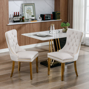 A&A Furniture Nikki Collection Modern Velvet Upholstered Dining Chair Set of 2
