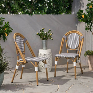 Outdoor Rattan and Aluminum French Bistro Chair Set