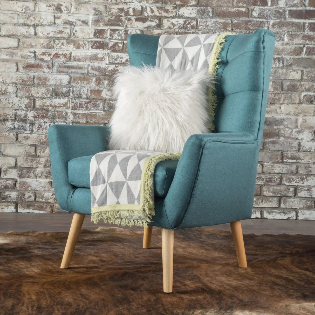 Club Chair With Rubberwood Legs