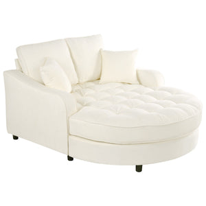 Modern Chaise Lounge Upholstered Sofa Couch With Tufted Seat And Detachable Pillows For Living Room