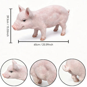 Cheerful Beige Pig Garden Statue