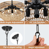 Boho Rattan Chandelier Four-Tier Handwoven Rattan Chandelier