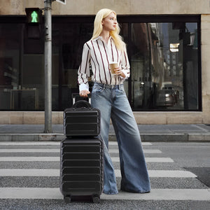 ABS Spinner Wheel Luggage Set with Combination Lock - Black
