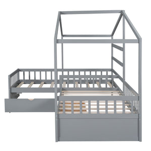 L Shape Platform Bed With 3 Storage Drawers