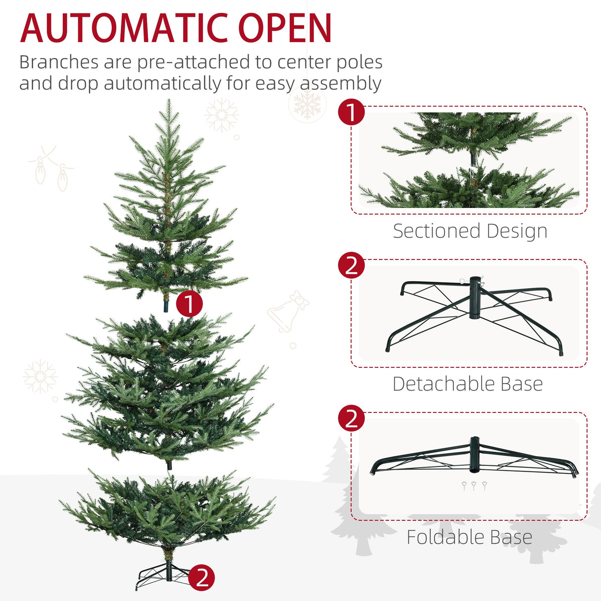 HOMCOM 7.5 Foot Artificial Christmas Tree