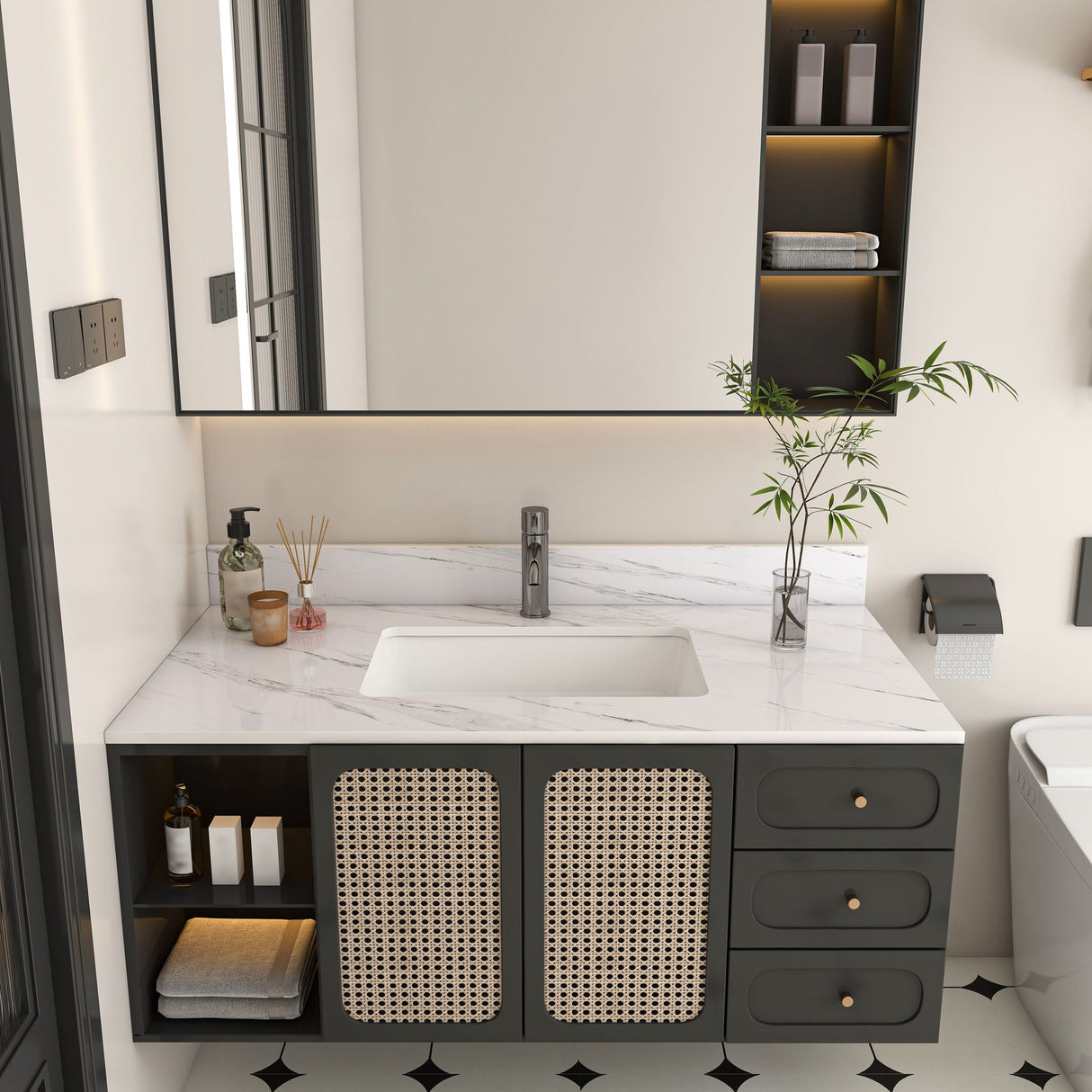 Bianco Carrara Venato Marble Vanity Top With Pre Drilled Faucet Hole And Undermount Sink