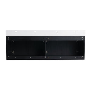 Modern Wall Mounted Bathroom Vanity With Resin Sink And Storage Rack