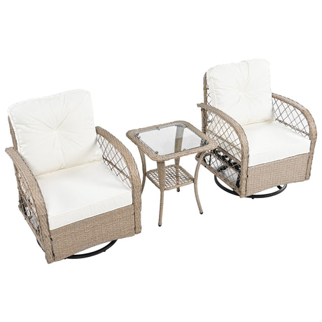 Ashley Swivel Conversation Set with Glass-Top Table